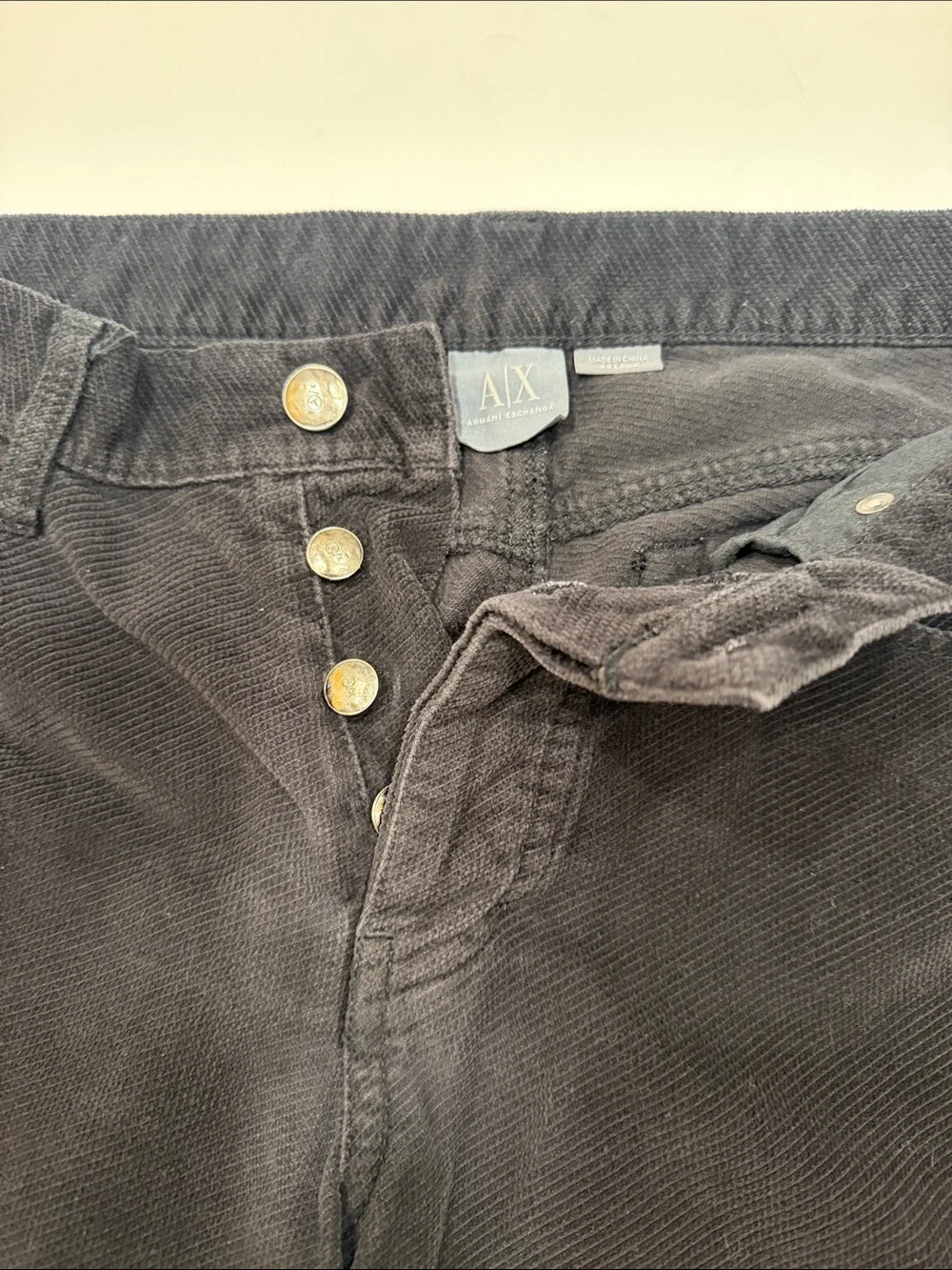 Armani Exchange Black Corduroy Straight-Leg Pants